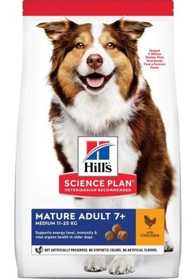 Hill's Mature Adult 7+ Tavuklu Orta Irk Yaşlı Köpek Maması 14 KG