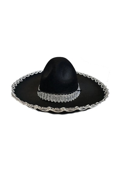 Eco Port Gümüş Renk Şeritli Meksika Mariachi Latin Şapkası 55 Cm Çocuk Çok Renkli