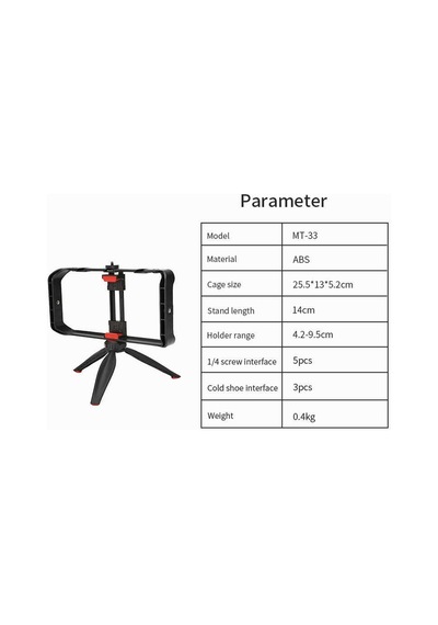 Jmary MT-33 Tripod 14 cm Uzunluk Çok Yönlü Kullanım - ZORE-262659 Siyah