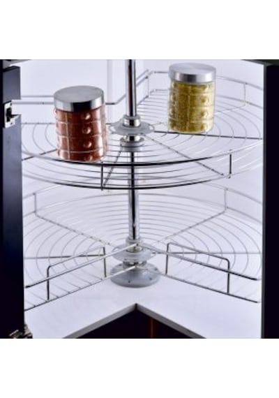 2 Katlı Metal Döner Sepet Kör Köşe Kiler Sistemi Pantry Basket 74 Cm-Yarim Sepet