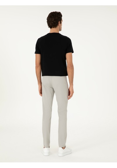 Cacharel Taş Slim Fit Beli Lastikli Esnek Kanvas Pantolon Gri