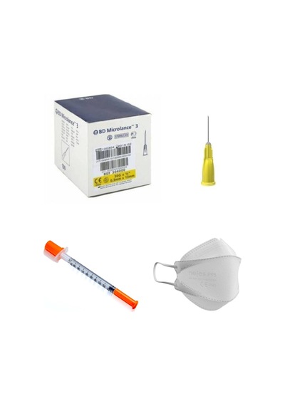 BD Mezoterapi Iğne 30G 0.3 x 13 MM 100'lü + 1CC Süper İnsülin 30G 50'li + F95 Maske