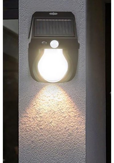 Güneş Enerjili Dekor Balkon Bahçe Aydınlatması Ampul Şeklinde Şık Led Loş Işık Siyah