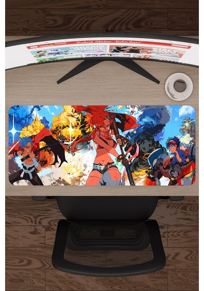 Gurren Lagann Kaymaz Dikişli Kauçuk Oyuncu Mousepad V5 - 70x30 Xl Gaming Mouse Pad Fare Altlığı