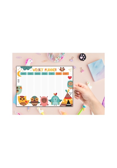 Çocuk Haftalık Planlayıcı - A4 - 30 Yaprak - Öğrenci Planlayıcı - Okul Planlayıcı - Ders Programı - 0539 Çok Renkli