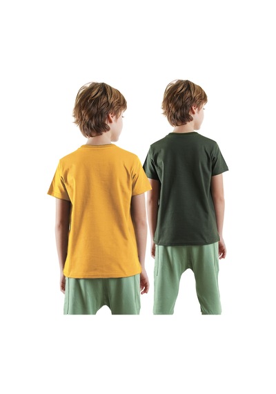 Denokids Skater Erkek Çocuk 2'li T-shirt Takım Renkli Çok Renkli