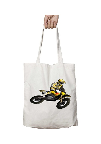Art Hediye Motocross Motorsiklet İki Tarafı Kalıcı Baskılı Yıkanabilir Çanta Çok Renkli