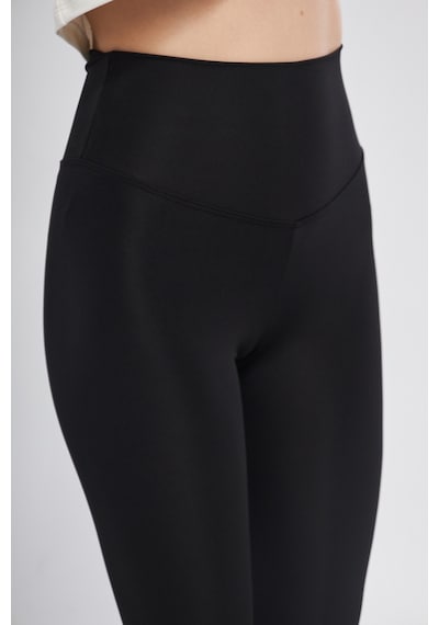 Thiff Gymwear Caramel Yüksek Bel Toparlayıcı Dalgıç Kumaş Spor Günlük Tayt SiYAH