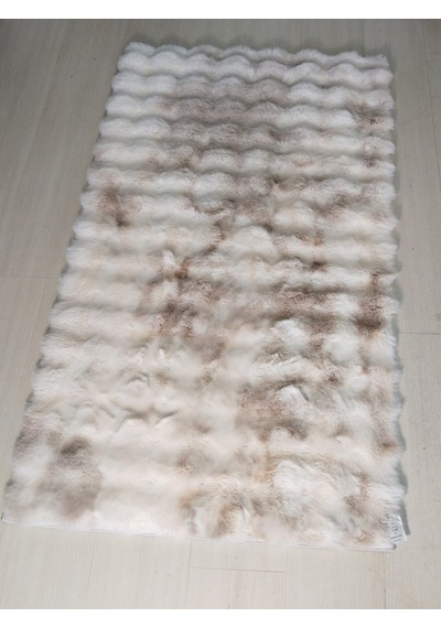 Dekoratif Bubble Peluş Post Halı Beyaz 111p Bej - Krem