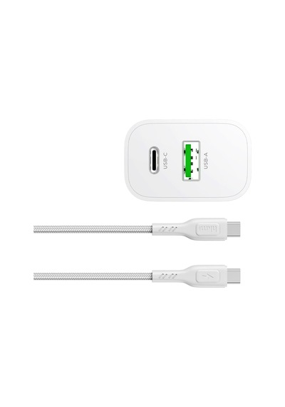 Lexroo Bolt Duo 20w Usb-a Ve Type-c Çift Portlu Hızlı Şarj Aleti, Type-c Kablo Ve Adaptör Seti Standart