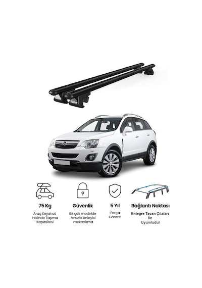 Venüs Opel Antara Suv 2007-2016 Uyumlu Siyah Ara Atkı Port Bagaj Tavan Barı