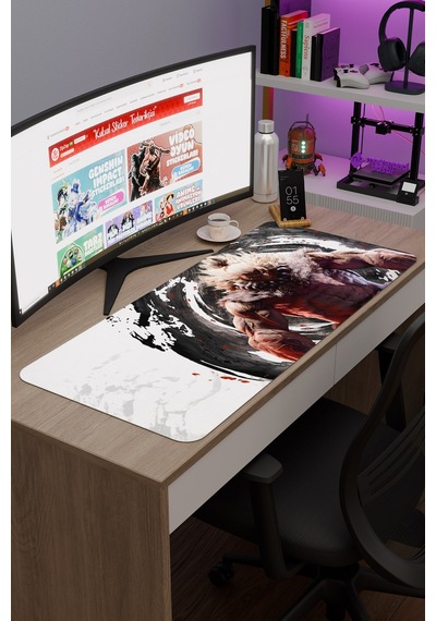 Street Fighter Kaymaz Dikişli Kauçuk Oyuncu Mousepad V4 - 90x40 Xxl Gaming Mouse Pad Fare Altlığı