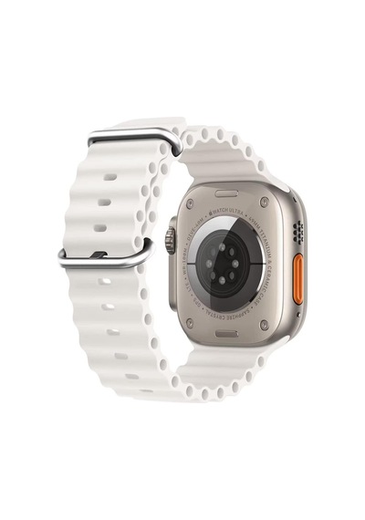 Microsonic Apple Uyumlu  Watch Series 7 45mm Kordon Ocean Band Beyaz