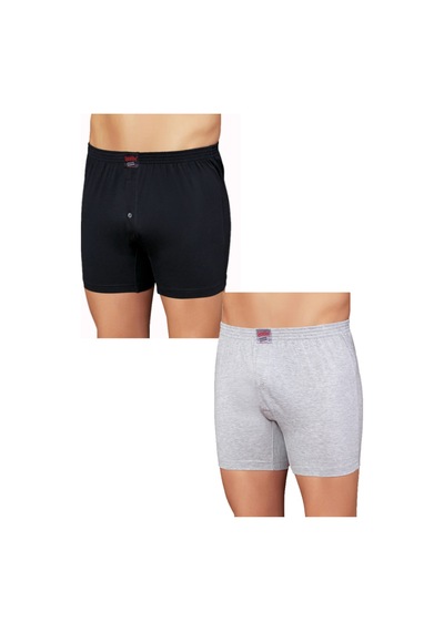 6 Adet Pamuklu Erkek Boxer - E010 3 Siyah 3 Gri