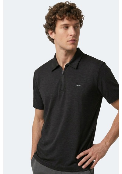 Slazenger Khan Erkek Polo Yaka Siyah Tişört