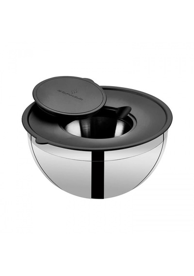 Sofram Çelik Kapaklı Karıştırma Kasesi 3.5 L 22 Cm Gri-siyah