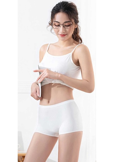3 Adet Kadın Dikişsiz Görünmez İz Yapmaz Mini Şort Boxer Siyah Beyaz Ten
