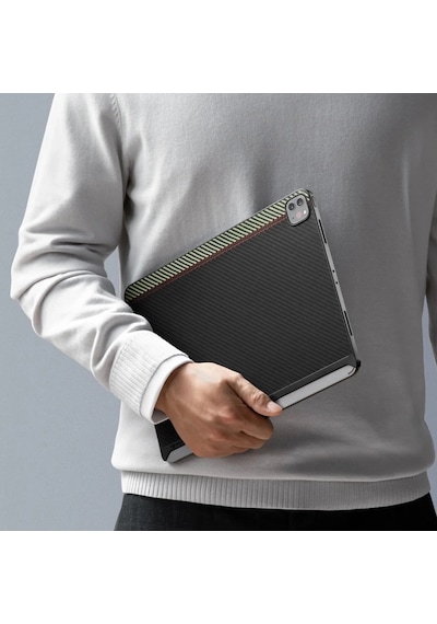 Apple Uyumlu iPad  Pro 11 2020 2.nesil Kılıf Aramid Fiber Pitaka Ultra-slim Classic Serisi Siyah-yeşil