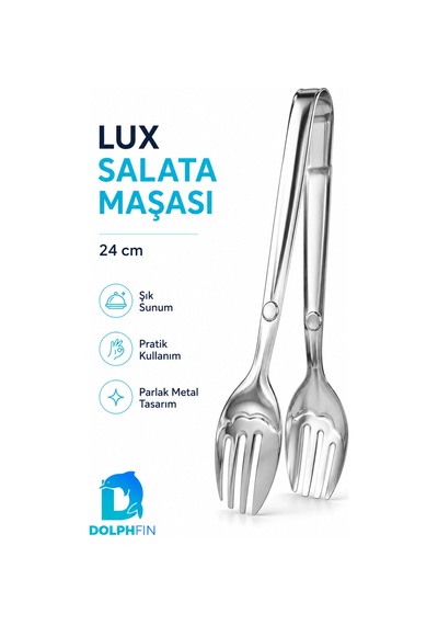 Lux 24 Cm Paslanmaz Çelik Salata Maşası Kaşık Çatal Servis Maşası