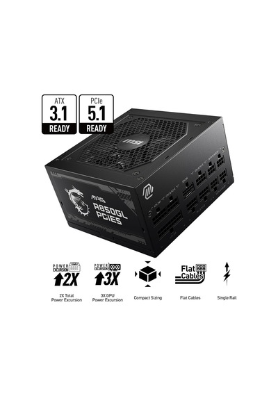 Mag 850w Güç Kaynağı 80 Plus Altın - Atx 3.0 Pcıe 5.0 Hazır - 12vhpwr Mag A850gl Pcıe5