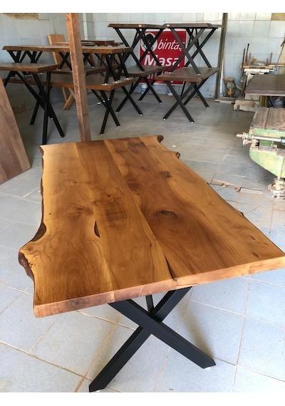 Bintaşmobilya Doğal Ceviz Ağacı Kütük Masa 150X85.Cm