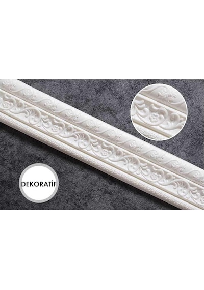 Beyaz Motifli 8Cm-115Cm Yapışkanlı Çıta Çerçeve Süpürgelik