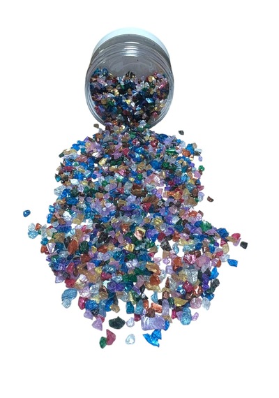 Epoksi Çalışmalarınız İçin Parlak Cam Kırıkları 2-4 Mm Karışık 100 Gr