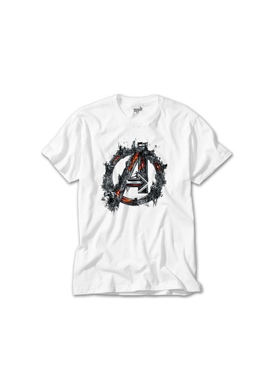 Avengers Logo 2 Beyaz Tişört Beyaz