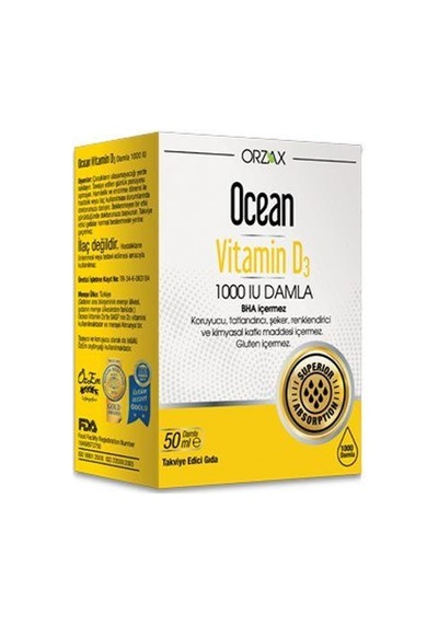 Orzax Ocean Vitamin D3 1000 Iu Damla 50 Ml