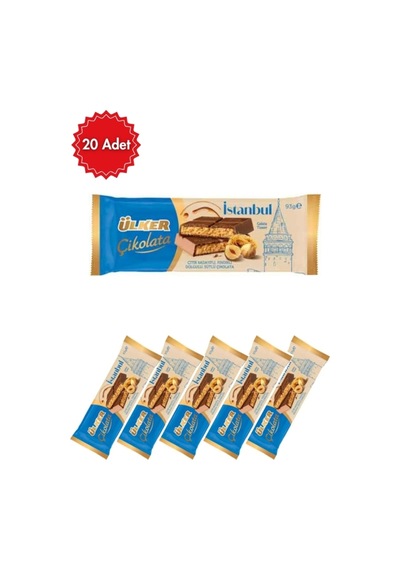 Ülker Istanbul Fındıklı Sütlü Çikolata 93 G X 20 Adet - Gerçek Fındıklı Lezzet