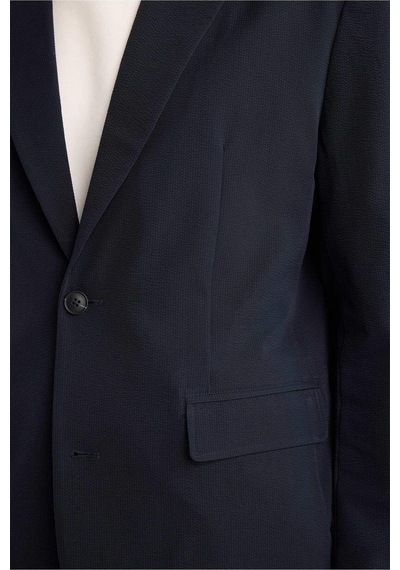 Defacto Modern Fıt Krinkıl Blazer Ceket F9819ax26spnv253 Lacivert-nv253