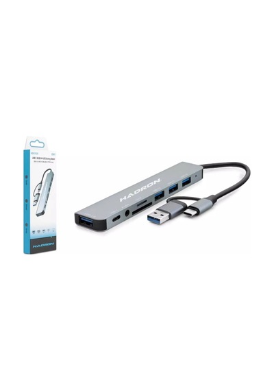 Hadron Hdx7828 Type-c Hub Combo 8-in-1 - 3xusb 3.0 + 3.5mm Ses + Sd/tf