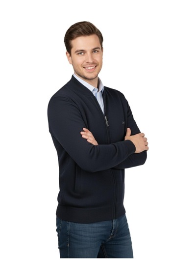 Çizgi Triko Erkek Hakim Yaka Astarlı Triko Mont Fermuarl 4200t Bgl-st05020 Lacivert