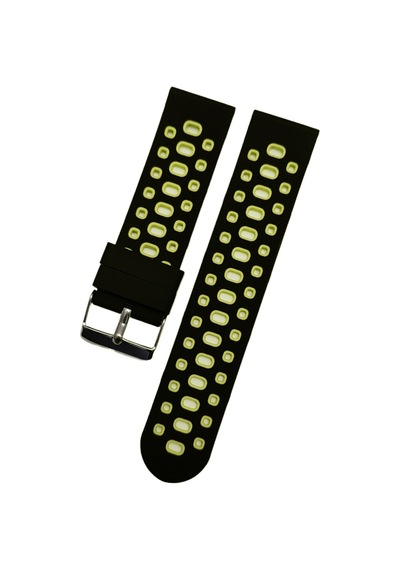 22 Mm Akilli-saat-icin-22mm--desenli-siyah Sarı -silikon-saat-kordonu-