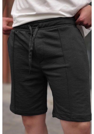 Madmext Siyah Beli Ayarlanabilir Regular Fit Erkek Şort E6585