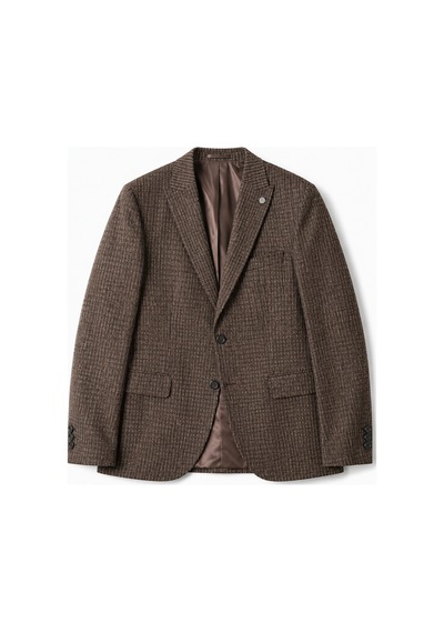 Bihan Store Erkek Ekose Model Çift Yırtmaç Tek Ceket 6 Drop 72105-kahve 8