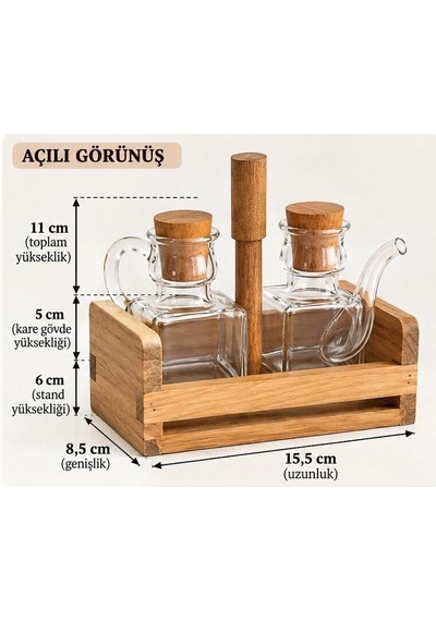 Borosilikat Yağlık Seti 150 Ml 2 Yağlık + 1stant Şeffaf