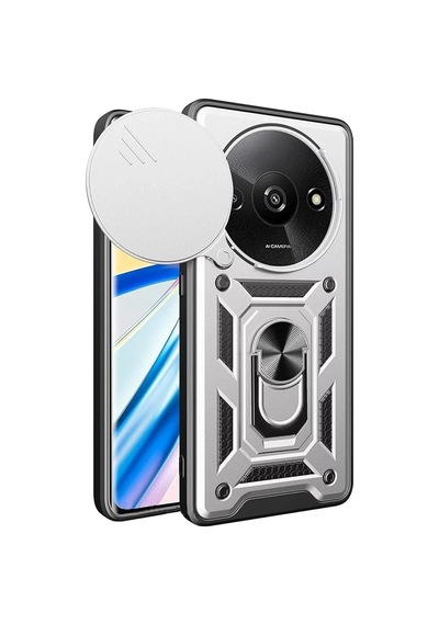 Muratech Newface Xiaomi Redmi A3 4g Kılıf Pars Lens Yüzüklü Silikon - Gümüş