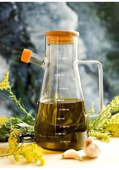 Bambu Kapaklı Borosilikat Cam Yağdanlık 900 Ml 0