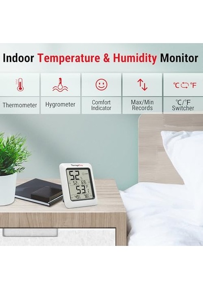 Thermopro Tp50 Dijital Termo-higrometre, İç Mekan Termometresi, Higrometre, Sıcaklık Ve Nem Ölçer, Oda İklimi Kontr
