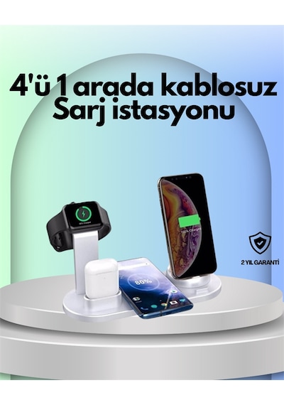 iPhone, Watch Ile Uyumlu 4'ü 1 Arada Şarj Ünitesi Tüm Cihazları Tek Noktada
