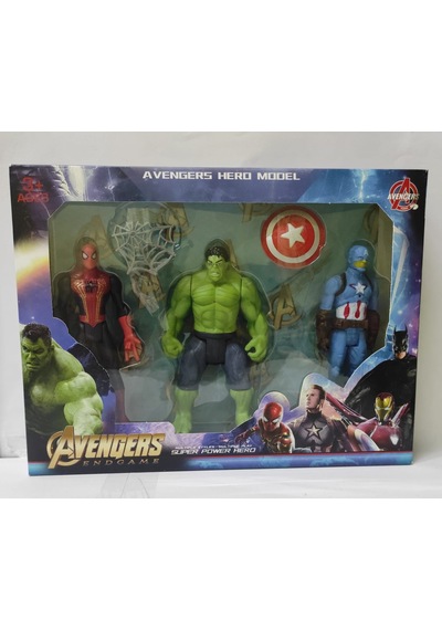 Avengers Süper Kahramanlar 3lü Figür Işıklı Spiderman Hulk Kaptan
