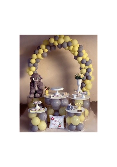 Pastel Sarı Gri Balon Zincir Set A