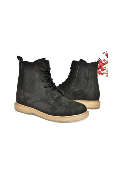 Fox Shoes R374961902 Siyah Süet Yanı Lastikli Klasik Kadın Bot Siyah