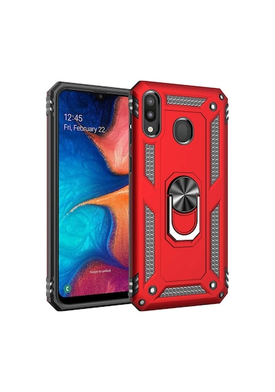 Samsung Uyumlu Galaxy A20 Kılıf Zırhlı Mıknatıslı Standlı Tank Kapak
