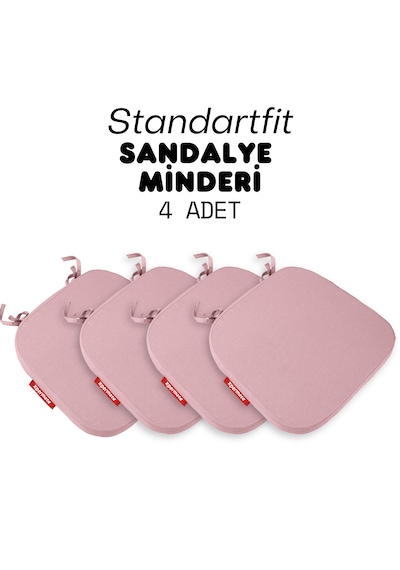 Xpermate 4'lü Standartfit Oval Sandalye Minderi 42x42x5 Pembe