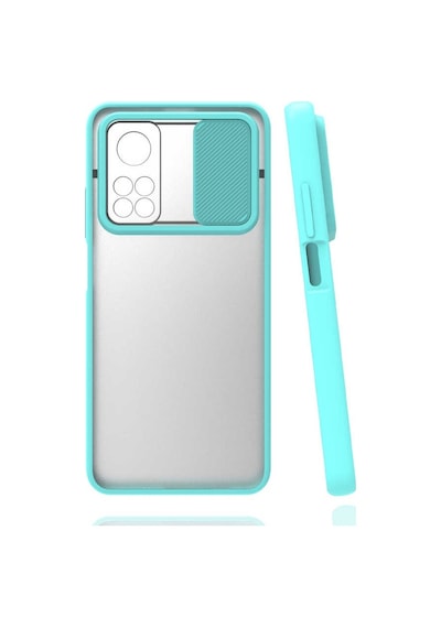 Kilifone - Xiaomi Uyumlu Mi 10t 5g - Kılıf Slayt Sürgülü Arkası Buzlu Lensi Kapak - Turkuaz