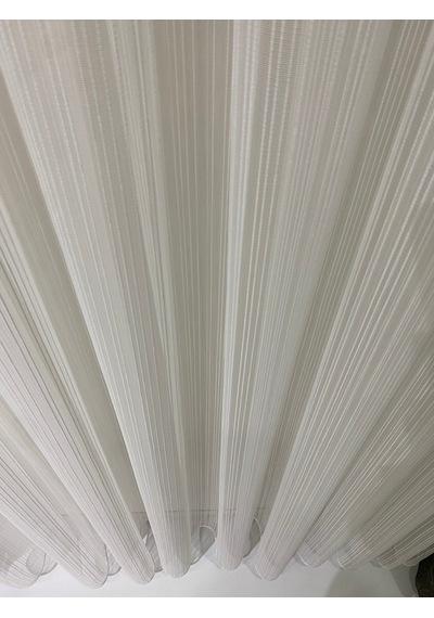 Decoperde Kırık Beyaz Düz Tül Perde Zincir Çizgili Normal Pile 1'e 2,5 Pile