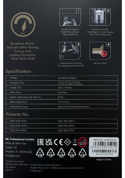 Jrl Diamante Standlı Saç Çizim Ve Sakal Makinesi 8200 Rpm Turuncu
