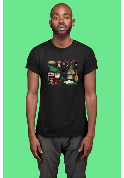 Adrift Ko Buta Gürcistan Baskılı Unisex Siyah Tişört To17457 Siyah